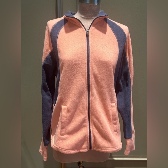 Tek Gear Coral Navy Colorblock Full Zip Fleece Jacket Women’s Size Small - Picture 1 of 4